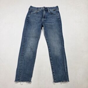 G-Star Raw 3301 Skinny Jeans Womens 26 Blue Frayed Hem Raw Edge‎ Denim Pants